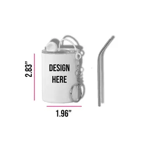 3oz Customizable Mini keychain tumbler- Stainless Steel Container with Lids