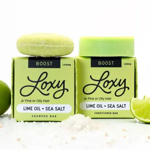 BOOST: Volumizing Shampoo Bar & Conditioner Bar for Fine or Oily Hair with Lime Oil & Sea Salt