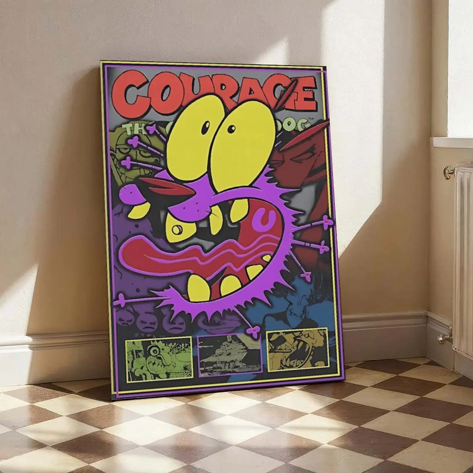 "Cowardly Heroes" poster prints, Cowardly Heroes wall decorations, Cartoon Network art, exaggerated decorative posters, abstract canvas paintings.