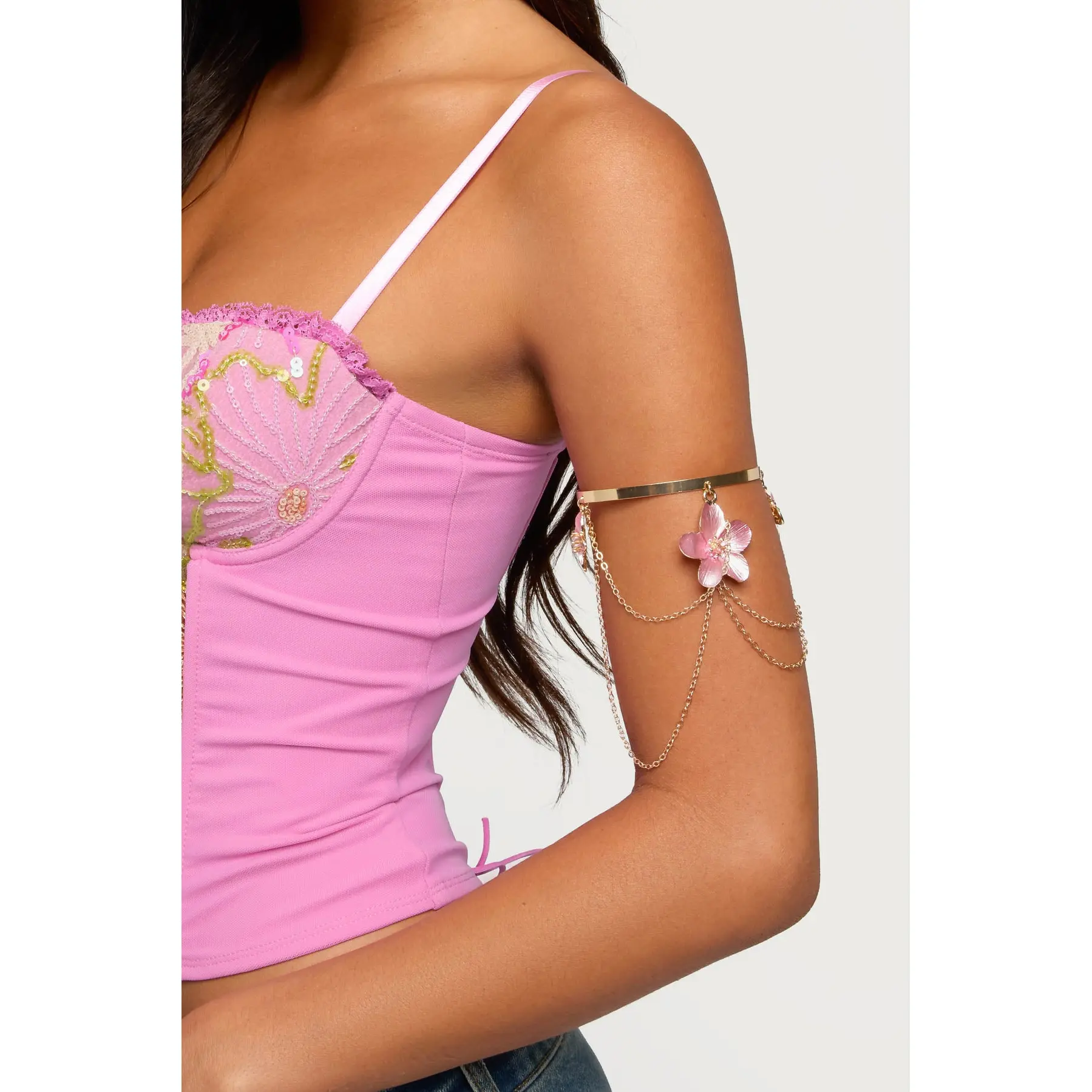 Tropical Flower Chain Arm Cuff