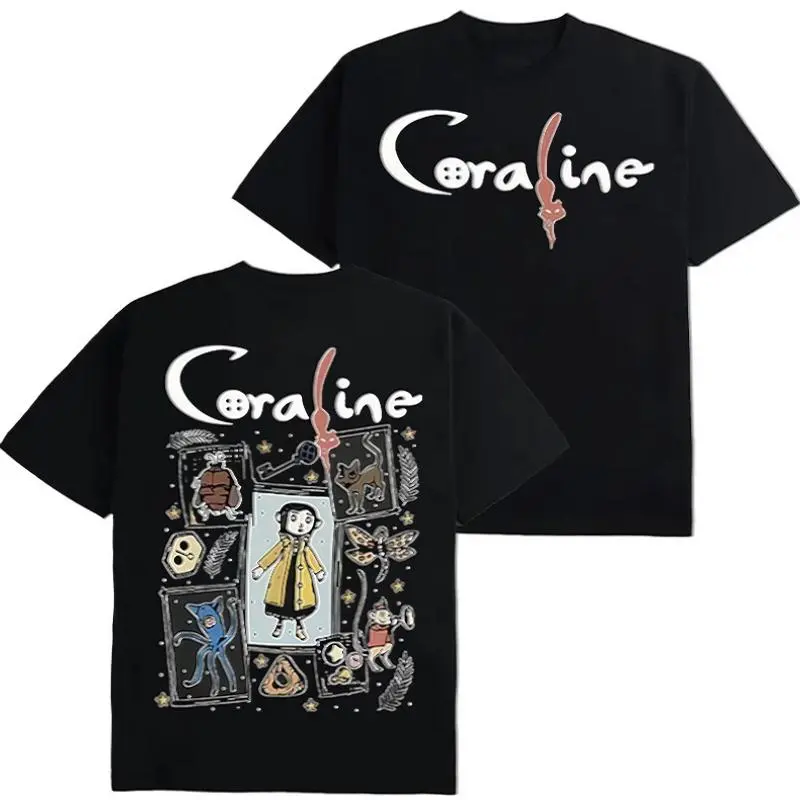 Women's *Coraline* Graphic T-Shirt (2026 Collection) – A classic double-sided print pullover crafted from soft cotton fabric. Comfortable and versatile for layering, it is suitable for a wide range of occasions, including parties, Thanksgiving
