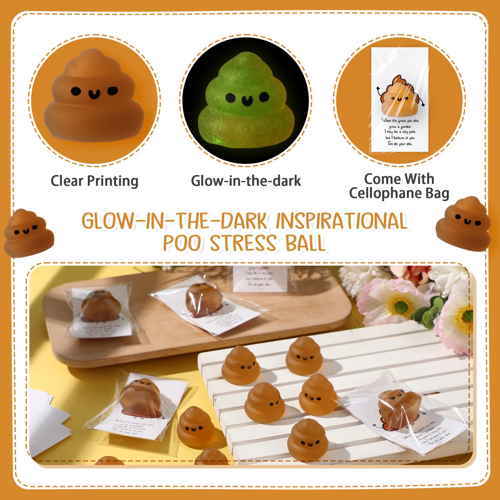 30 Pcs Easter Mini Poop Stress Balls Gifts Bulk with Inspirational Card  Emotional Luminous Stress Relief Cute Inspirational Squeeze Ball for Coworker Nurse Friend Christmas Stress Balls Funny Employee Appreciation Gifts Kawaii Squishies Handmade Taba Squ