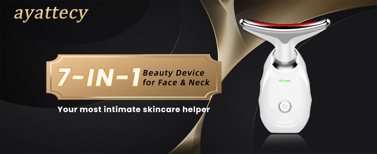 Facial Massager,7 Color LED Light Therapy for Face and Neck,Portable Beauty Skin Care Tools