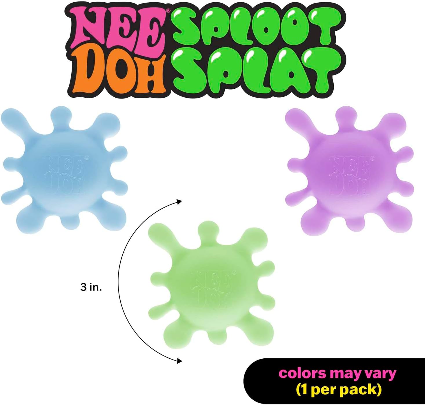 NeeDoh SplootSplat -The Splat That Sploots - Sensory Toy to Squish, Squeeze, and Pull, Premium Stretchable Stress Relief Toy - Ages 3 and Up - Color May Vary; One Per Pack