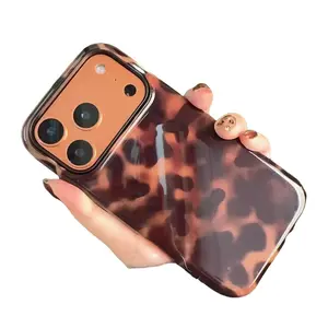 Caramel Tortoiseshell Print Aesthetic Protective Case | Fashionable Phone Case for iPhone 17, 17 Air, 16, 15, 14, 13, 12, 11 Pro Max, Pro, Plus | High Quality Shockproof Cover | Trendy iPhone Case Shopping Pick