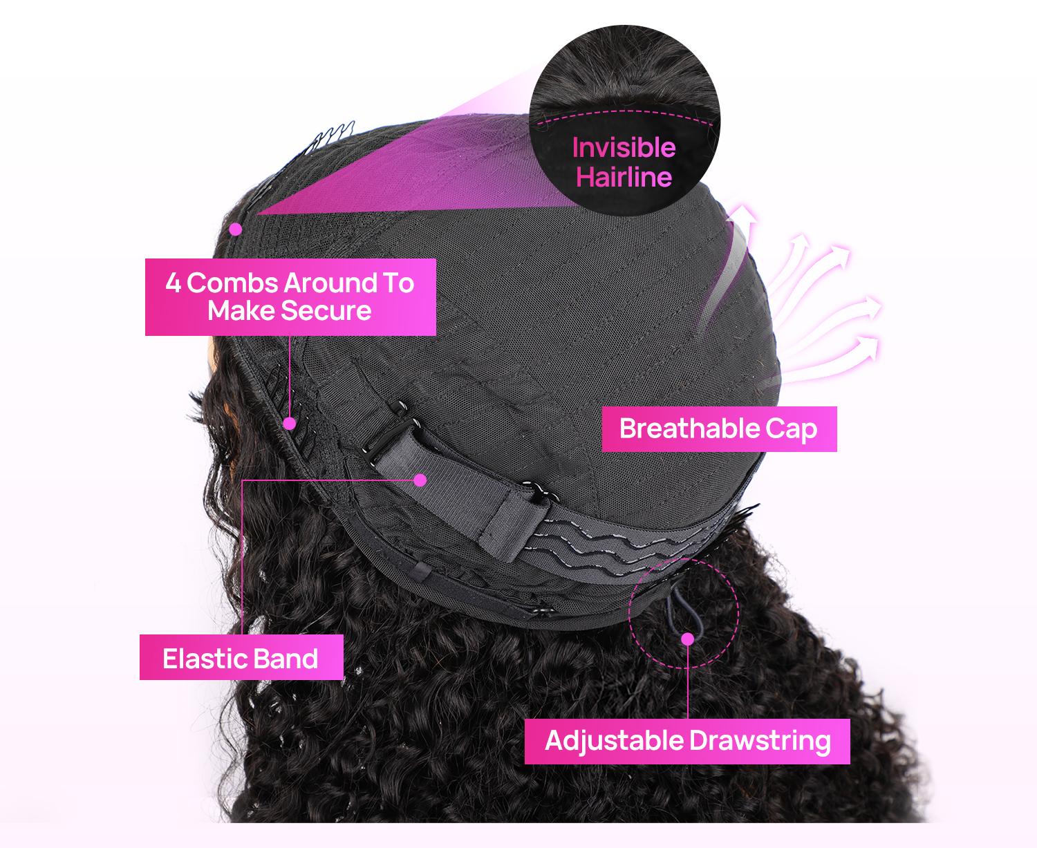 Burmese Curly 3 In 1 Half Wigs With Drawstring 250% Density Curly Hair Guleless Human Hair Wigs Easy Install Curly Half Wig For Beginners #springfresh