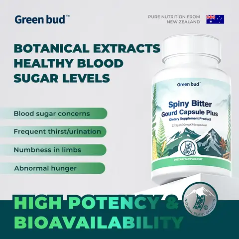 Green Bud 4 Spiny Bitter Gourd Herbal Capsules Contain Extracts of Bitter Gourd, Cinnamon, Ginseng, and Mulberry Leaves, etc#SohoChic