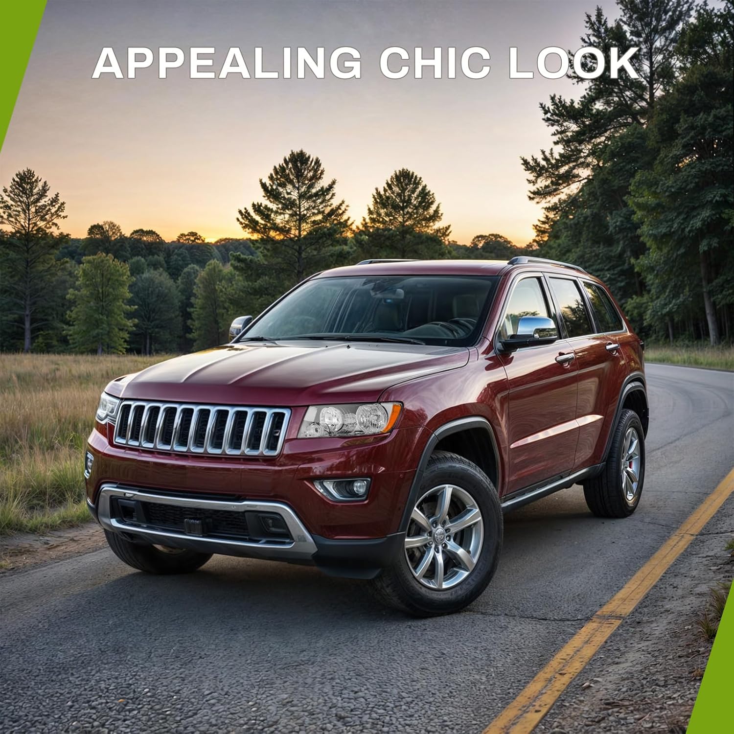 YITAMOTOR Headlight Assembly Compatible with 2011-2013 Grand Cherokee Replacement Headlamp Chrome Housing Amber Reflector Clear Lens