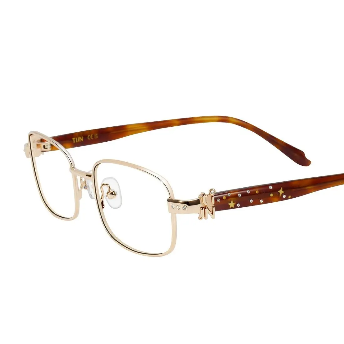 TIJN Blue Light Blocking Glasses for Woman Men, Square Acetate Metal Frame Eye Glasses for Cosplay & Anime Girl, Rin