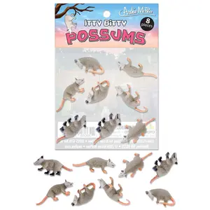 Itty Bitty Possums (Bag of 8) - Miniature Animal Figurine Toys - Archie McPhee