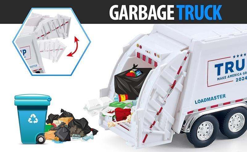 The 47th President Donald Trump 2024 Garbage Truck 1:50 Scale Pull Back Metal Model Toy - Gift for Trump Fans, Election Souvenirs