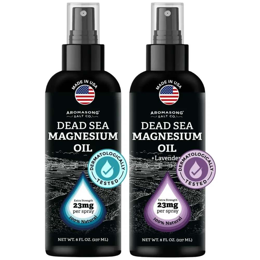 AROMASONG Dead Sea Magnesium Oil Spray, 2-Pack (Lavender & Unscented), Extra Strong Formula for Muscle Relief, Sleep & Body Care, Muscle Support, Natural, Dry Oil For Body, Body Oil Mist