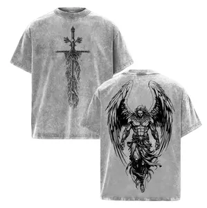 Sanctus Michael Archangelus X Flaming Sword X Shield T-Shirt Unisex 100% Cotton Super Soft Pre-Shrunk Inspirational Christian Religious Top - Menswear