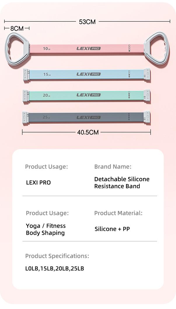 LEXI Multi Level Adjustable Resistance Band 10LB-25LB with Ergonomic Grips for Yoga Stretching Shoulder Training and Home Fitness Shaping
