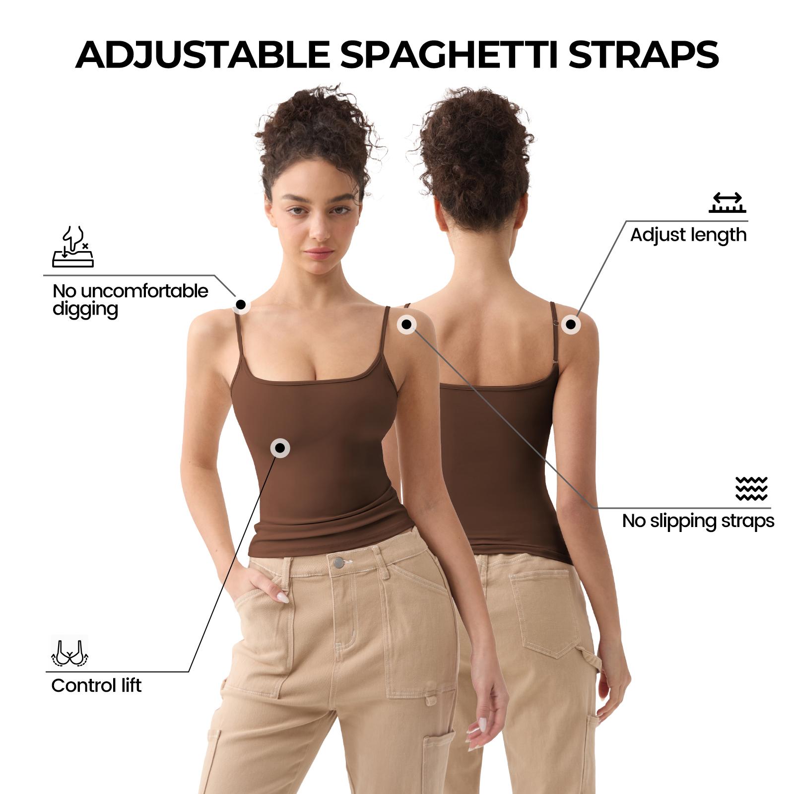 FAIABLE Womens Camisole Top Sexy Adjustable Spaghetti Strap Sleeveless Basic Tank Tops for Women 3 Pcs Essential Sports Yoga Slim-Fitting Casual Minimalist
