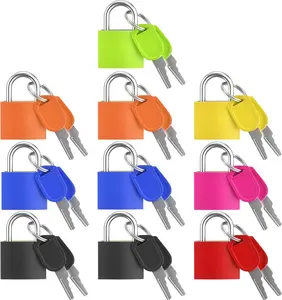 10 Pcs Suitcase Locks with Keys, Small Padlock with Key, Luggage Padlocks, Mini Keyed Padlock for Travel Bags, School Gym Locker, Toolbox - 23Mm (Colorful) OljezziYa