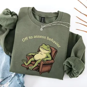 Funny Frog ABA Sweatshirt, Behavior Technician Crewneck, RBT Therapist Gift, Off to Assess Behavior Pullover 5AZ