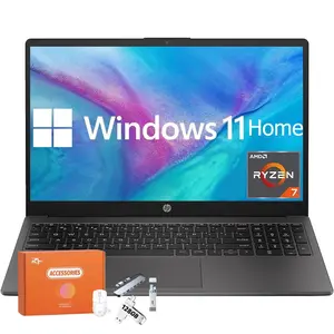 HP Business and Study Laptop 2025 Updated, 15.6" FHD, AMD Ryzen 7 7730U (up tp 32GB RAM | 1TB SSD), Numeric Keypad, Webcam, Windows 11 Home+ Copilot AI, WiFi 6& Bluetooth with Bundle Accessories Kit