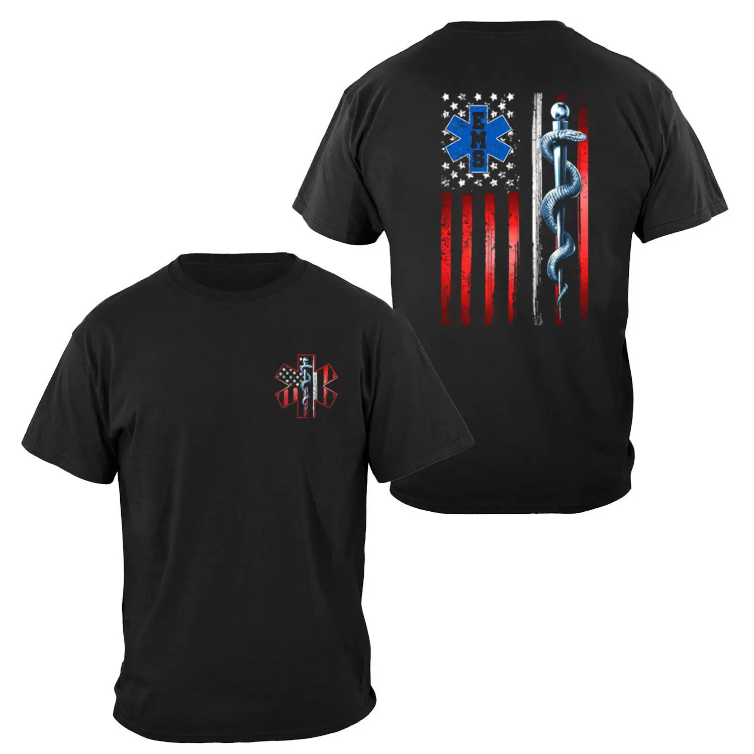 EMS American Flag T-Shirt Patriotic EMT Paramedic Graphic Tee First Responder Emergency Medical Services Unisex Shirt