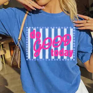 Do Good Today Shirt, Striped Positive Tee, Womens Shirt, Comfort Colors Graphic, Good things, Summer Shirt, Oversized tee, VSCO Y2K
