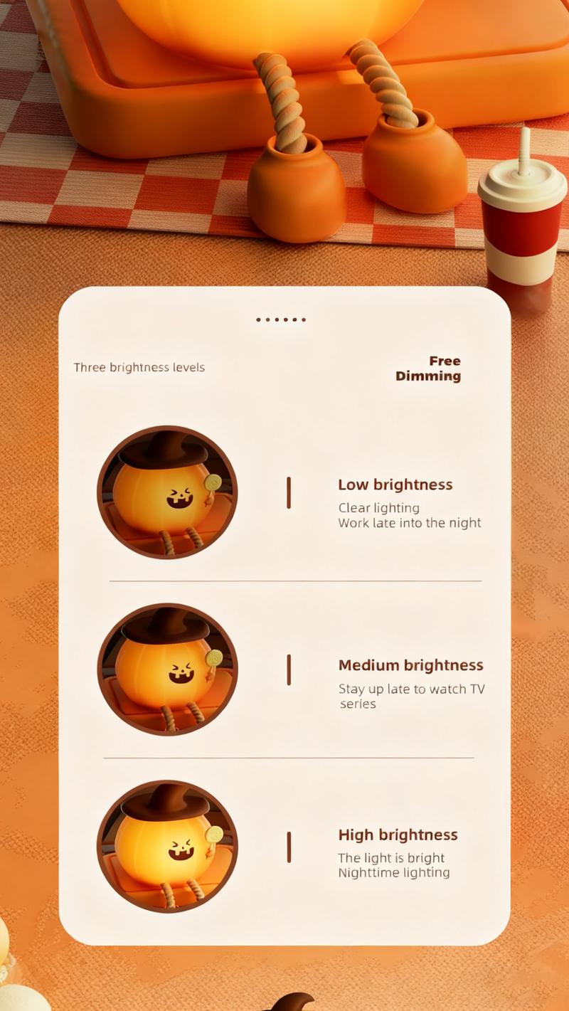 Adorable Pumpin Night Light - Multiple Brightness Settings, Lighting, Bedroom Lamp, Modern Decor, Animal Theme, Soft Touch, Durable Construction, Touch Control Lamp, Adjustable Brightness, Home Decorators, Room