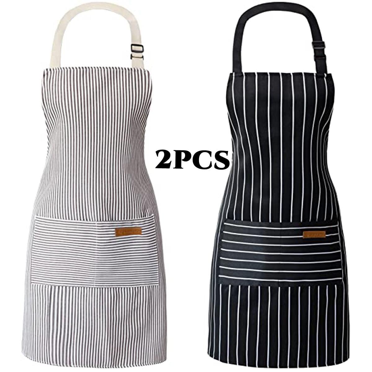 Kitchen Cooking Aprons for Women and Men Adjustable Chef Apron with Pockets 2 PCs Multicolor