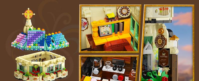 Flower Cafe House Building Set with Lights, 1876 PCS City Street Corner Shop Construction Model, Art Architecture Modular Building Block Kit Home Decor, Gift for Adults Teens Boys Girls 12+