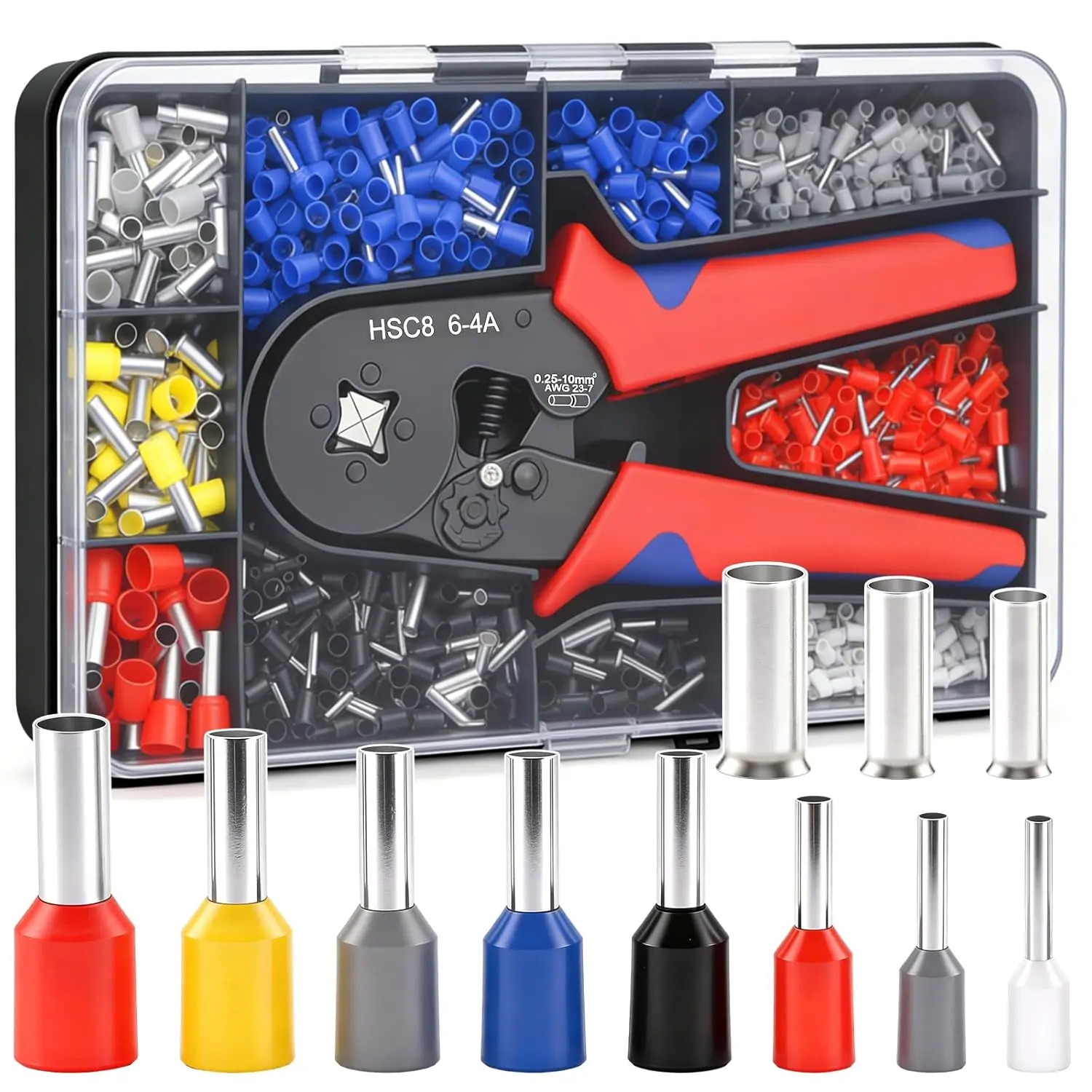 Ferrule Crimping Tool Kit with 1200pcs, AWG 28-7 Self-adjustable Ratchet Wire Crimping Tool,Insulated VE Tubular Crimp Terminals for Home Accessories Wire Crimper Cutter