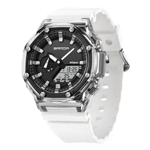 Trendy Clear Digital Watch, Water-Resistant Luminous Unisex Timepiece with Alarm & Shockproof Functions, Versatile Outdoor Sports Accessory