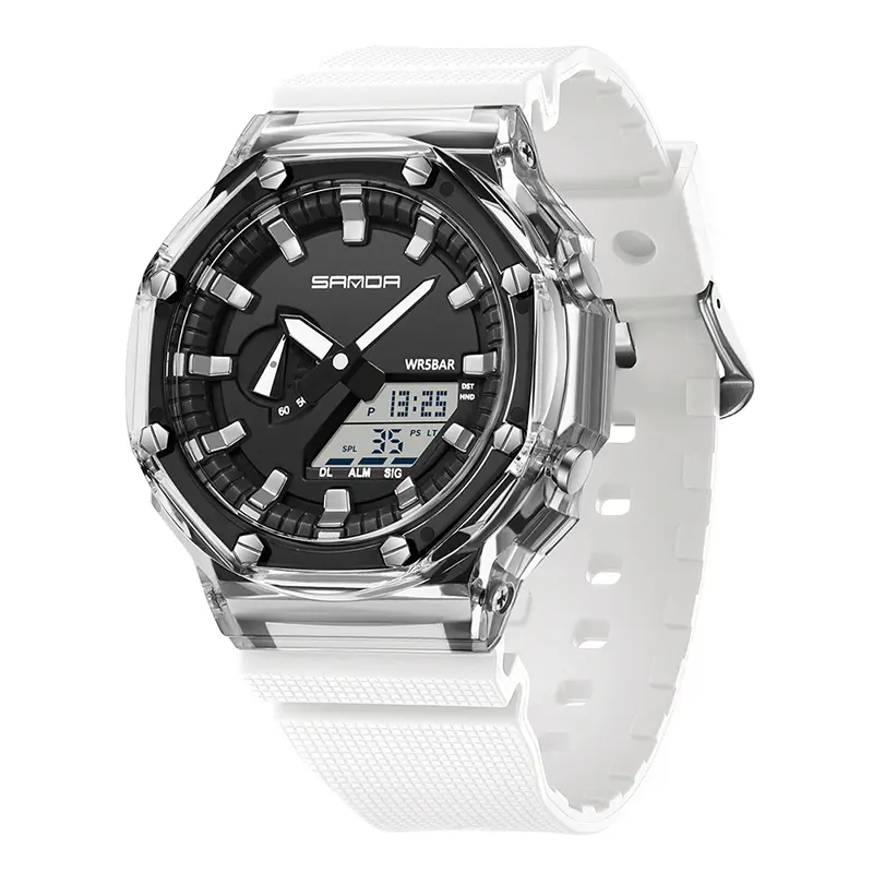 Trendy Clear Digital Watch, Water-Resistant Luminous Unisex Timepiece with Alarm & Shockproof Functions, Versatile Outdoor Sports Accessory