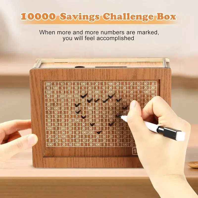 Handcrafted Wooden Coin Piggy Bank - 1/20pcs Savings Challenge Money Organizer, Durable Home Decor, Gift for Friends, Cash Coin Jar