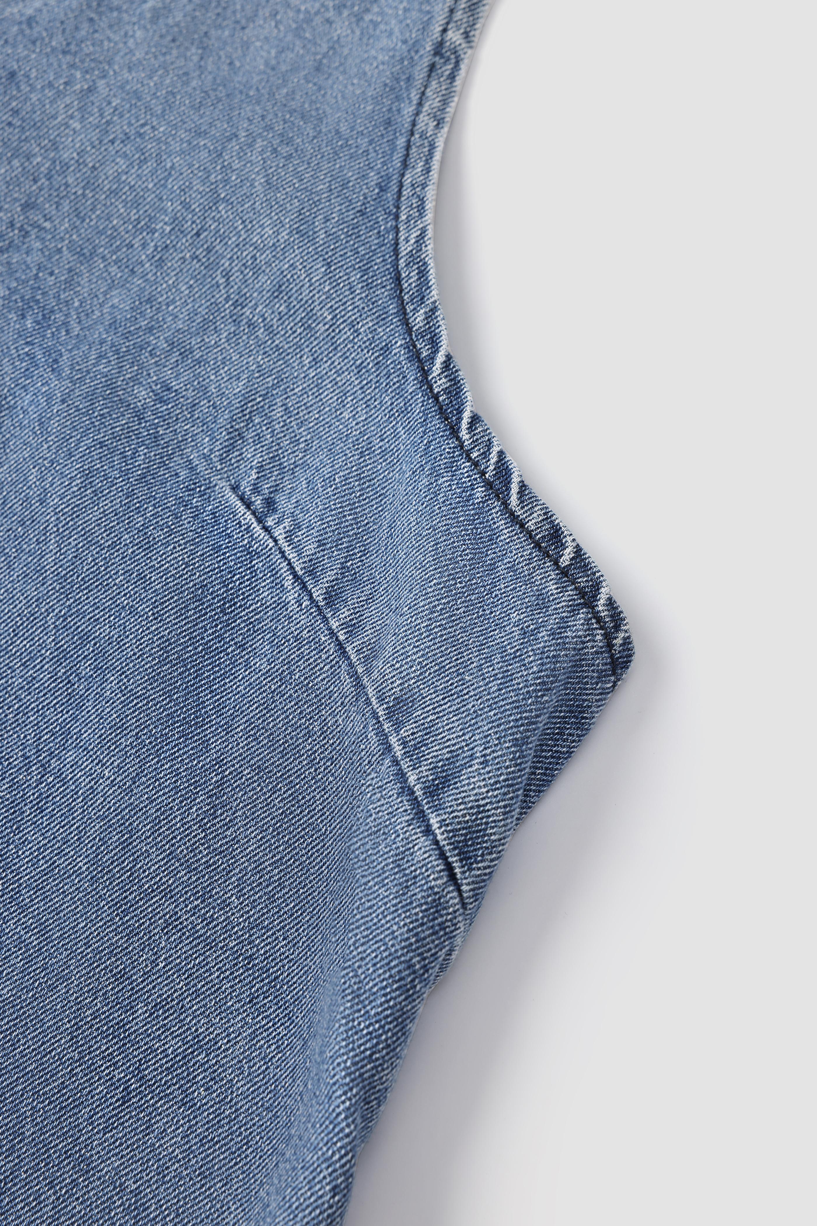 Elengatine Women’s Sleeveless Denim Maxi Dress with Adjustable Cross Back Straps, A-Line Design, Lightweight Summer Casual Dress for Vacation or Everyday Wear, Medium Blue Wash, Versatile and Stylish Dress, Available in Multiple Sizes