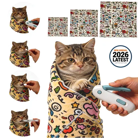 Supetspaw Reusable Cat Grooming Wrap – Washable Anti-Scratch Restraint Bag for Stress-Free Nail Clipping, Face Cleaning, Medication ， Multifunctional Care& More | Also Great for Makeup or Camera Travel Storage Paw Trimmer