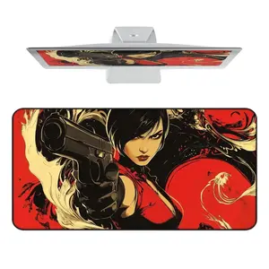 Retro Survival Horror Gaming Mouse Pad, Colorful Extended Desk Mat, Non-Slip Base, Stitched Edges