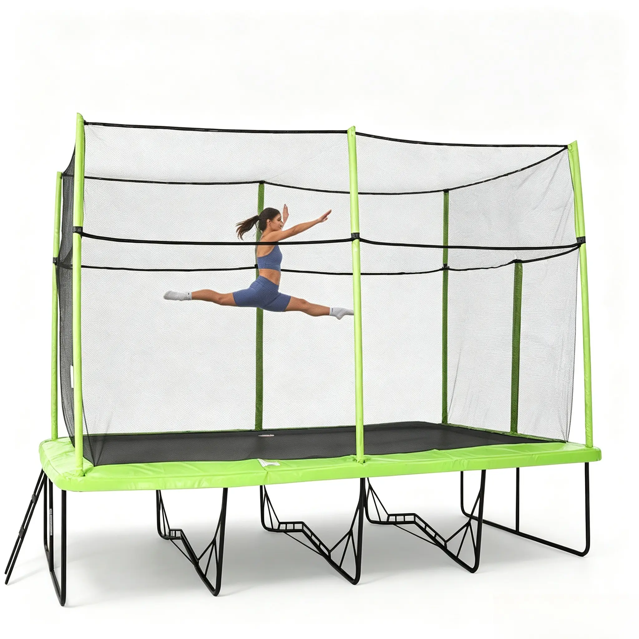 SkyBound 10x17 FT Rectangular Trampoline with Enclosure Net - Reinforced Welding Base, ASTM F2225 Safety Net, Gymnastics Trampoline Superior Bounce, 352lb Capacity for Athletes & Family Fun, US-Based Service, 3-Year Frame Warranty
