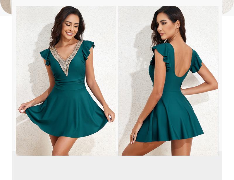 Aleumdr Women Summer SwimDress One Piece Swimsuit with Skirt Tummy Control Bathing Suits Modest Swimwear Swim Romper Sport Swimming Clothing Beach