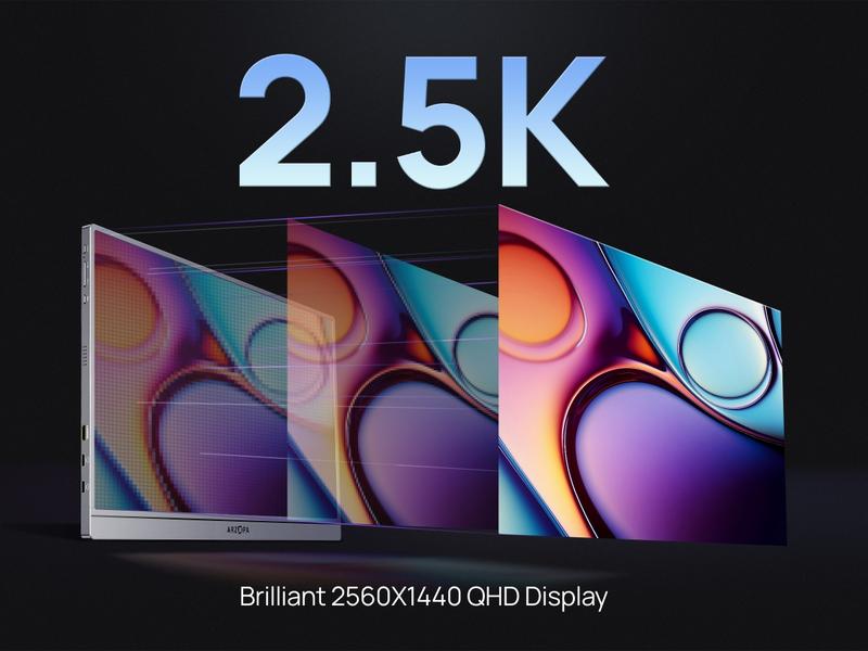 ARZOPA 16.1" Portable Gaming Monitors – 180Hz 1440P QHD / 144Hz 1080P FHD – Ultra Slim External Display for Laptops Gaming PC PS5 Xbox Mac with Built-in KickStand & Dual Speakers – Gray