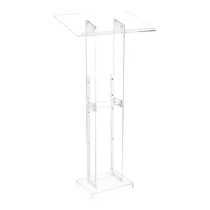 VEVOR Podium Stand,  50-Inch Acrylic Lectern, Portable Laptop Desk with Wide Reading Surface and Storage Shelf, Book Stopper, Floor-Standing, for Classroom, Wedding, Conference, Lecture and Concert