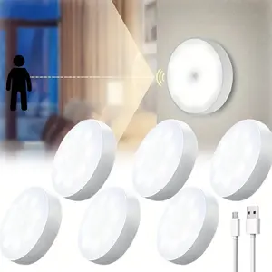 Magnetic Night Light, New Upgraded Frosted, Human Body Sensor Light, Three-Colour Infinitely Dimmable Ideal for Bedroom, Bathroom, Nurserie, Corridor, Kitchen, Wardrobe-6 Pack