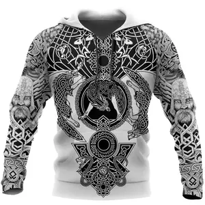 Viking All-Over Print Hoodie with Cute Dog Design
