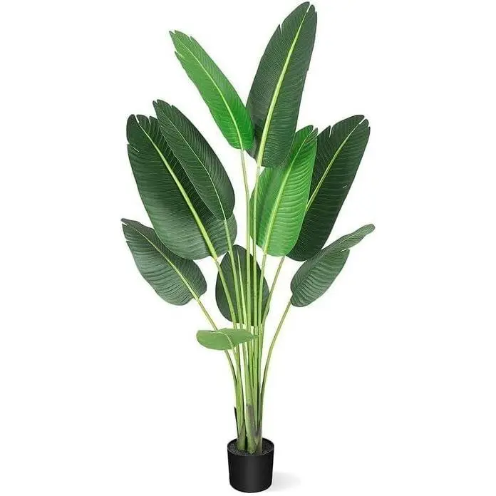 6ft Indoor Synthetic Artificial Plant - Premium Silk Fabric, No Maintenance, Adjustable Branches, Photorealism-Hyperrealism Leaves, Easy Assembly - Home Office Decoration Furniture Ornaments, Leaf