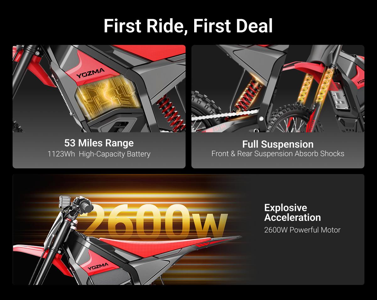 (Free Gift– While Supplies Last)Yozma IN 10 Electric Bike Only for Off-Road 2600W Power 48V 23.4Ah Lithium-ion Battery 53 Miles Rang For Teens & Adults e bike (Free Gift– While Supplies Last)Yozma IN 10 Electric Bike Only for Off-Road 2600W Power 48V 23.4Ah Lithium-ion Battery 53 Miles Rang For Teens & Adults e bike