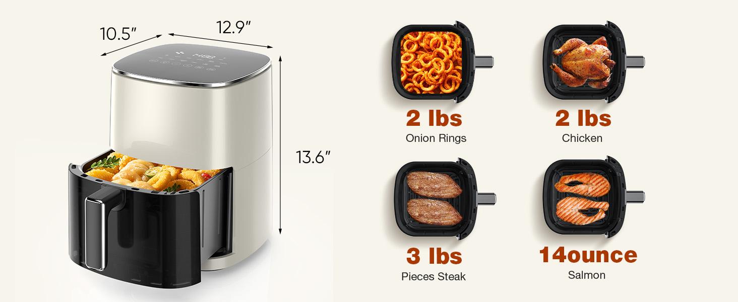 Air Fryer 6 Quart Capacity with Window Square Air Fryer 12-in-1 Air Fry, Roast, Reheat, Dehydrate, Bake, Steam with 400F