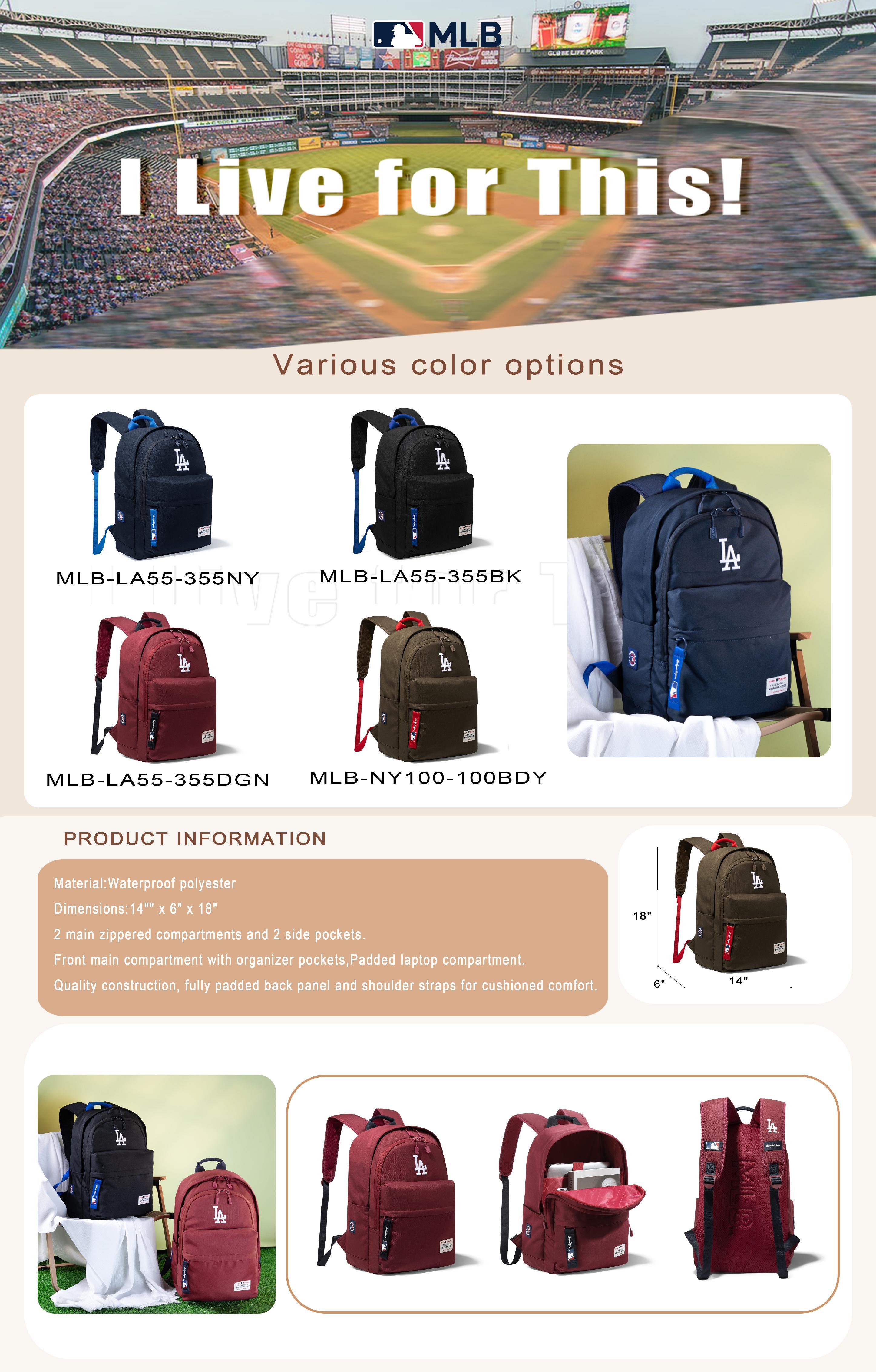 MLB Large capacity Carry-On Travel Waterproof Backpack,Light weight backpack with different Packing Cubes,suitable for sports events, school, travelling and daily use, 55-355 MLB Large capacity Carry-On Travel Waterproof Backpack,Light weight backpack with different Packing Cubes,suitable for sports events, school, travelling and daily use, 55-355