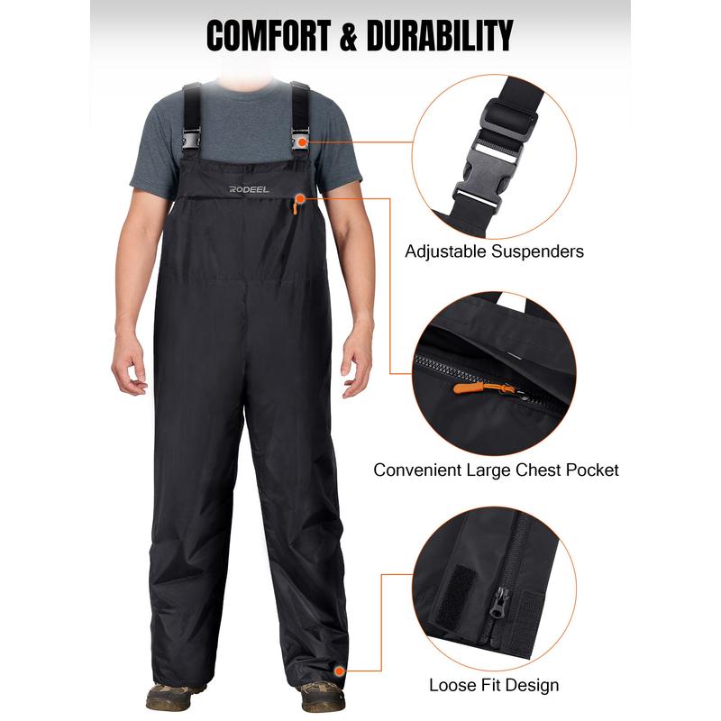RODEEL 717 Waterproof Bib Overalls Men Durable Rainwear with Adjustable Suspenders and Chest Pocket Relaxed Fit Pants Workwear for Outdoor Hiking Fishing Boating Car Washing Construction Landscaping Gardening Workwear Menswear, Holiday Gift