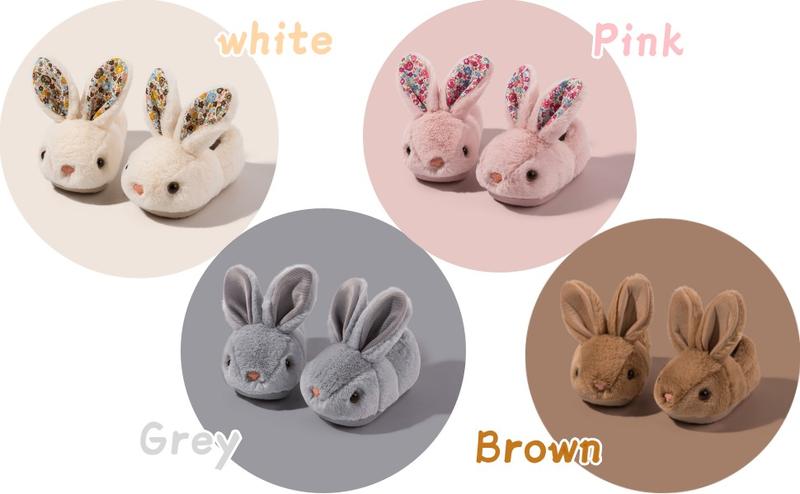 rosyclo Toddler & Kids Bunny Plush Slippers Adorable Fuzzy Design with Warm Lining Non-Slip Rubber Sole Cozy Indoor Winter Rabbit House Shoes for Girls & Boys Children