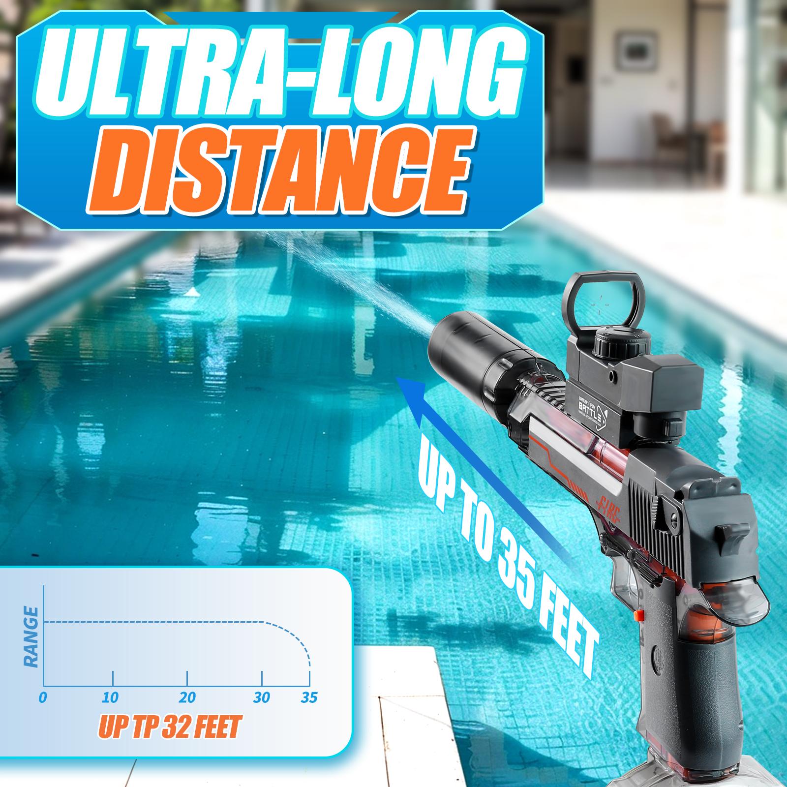LED Electric Water Blaster Toy Automatic Long Range Powerful Outdoor Pool Summer Spray Toy for Kids Adults