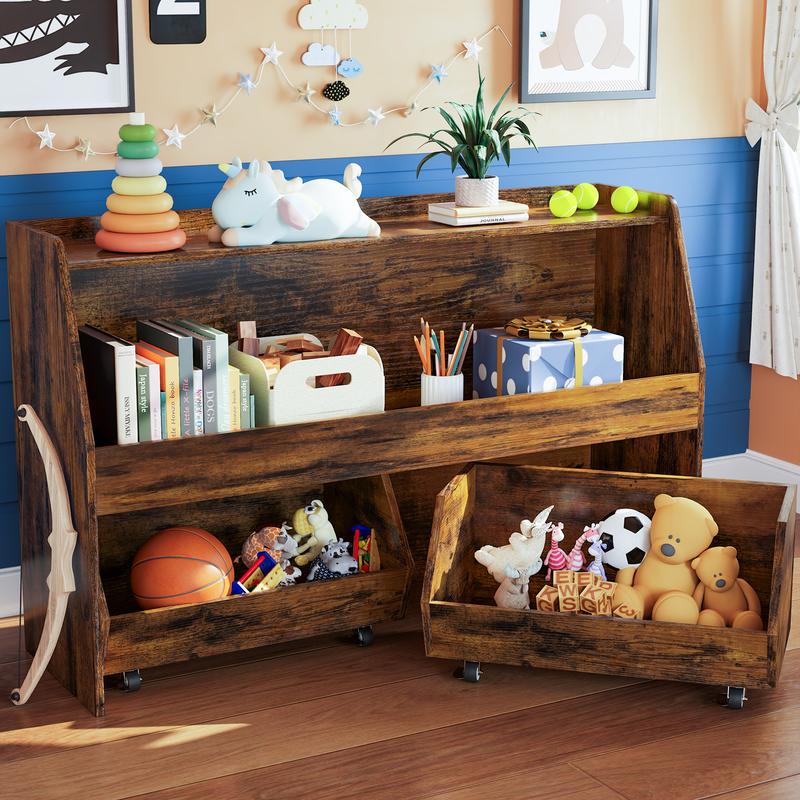 3-Tier Rolling Toy Storage Cabinet for Kids - Multiple Versatile Storage for Toys, Pet Items, and Snacks with Wheels, Modern White Design