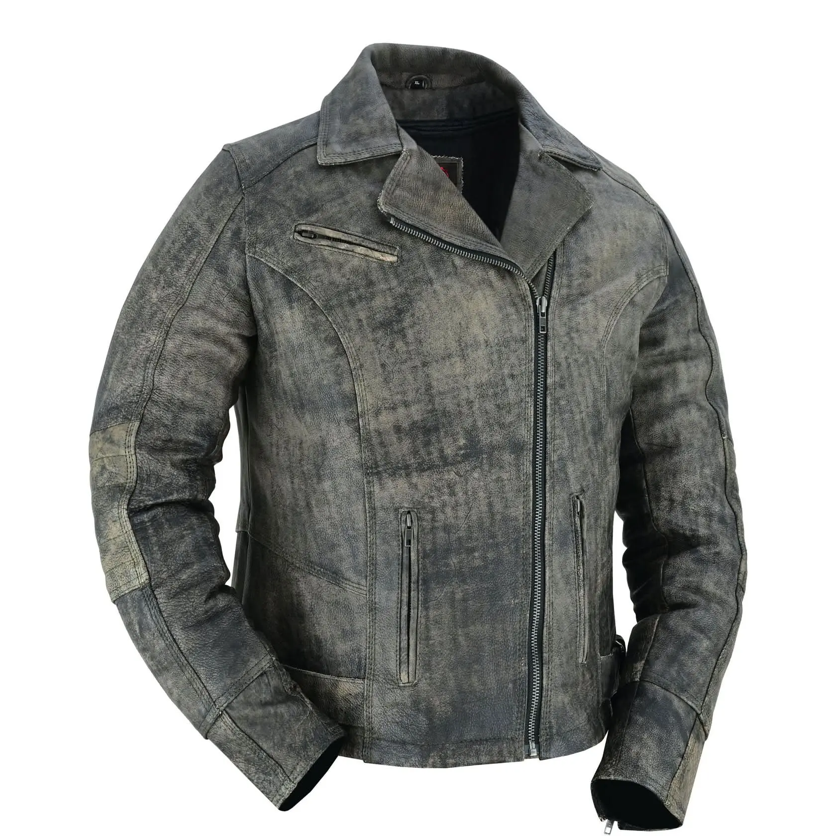 RENEGADE CLASSICS Women's Fitted Antique Brown Cow Leather Motorcycle Jacket - Long-Sleeve, Adjustable Belt-Accent, Soft, Snap-Closure Tops, Lapel, Outdoors, Designed For Style And Protection, Long-Lasting Wear