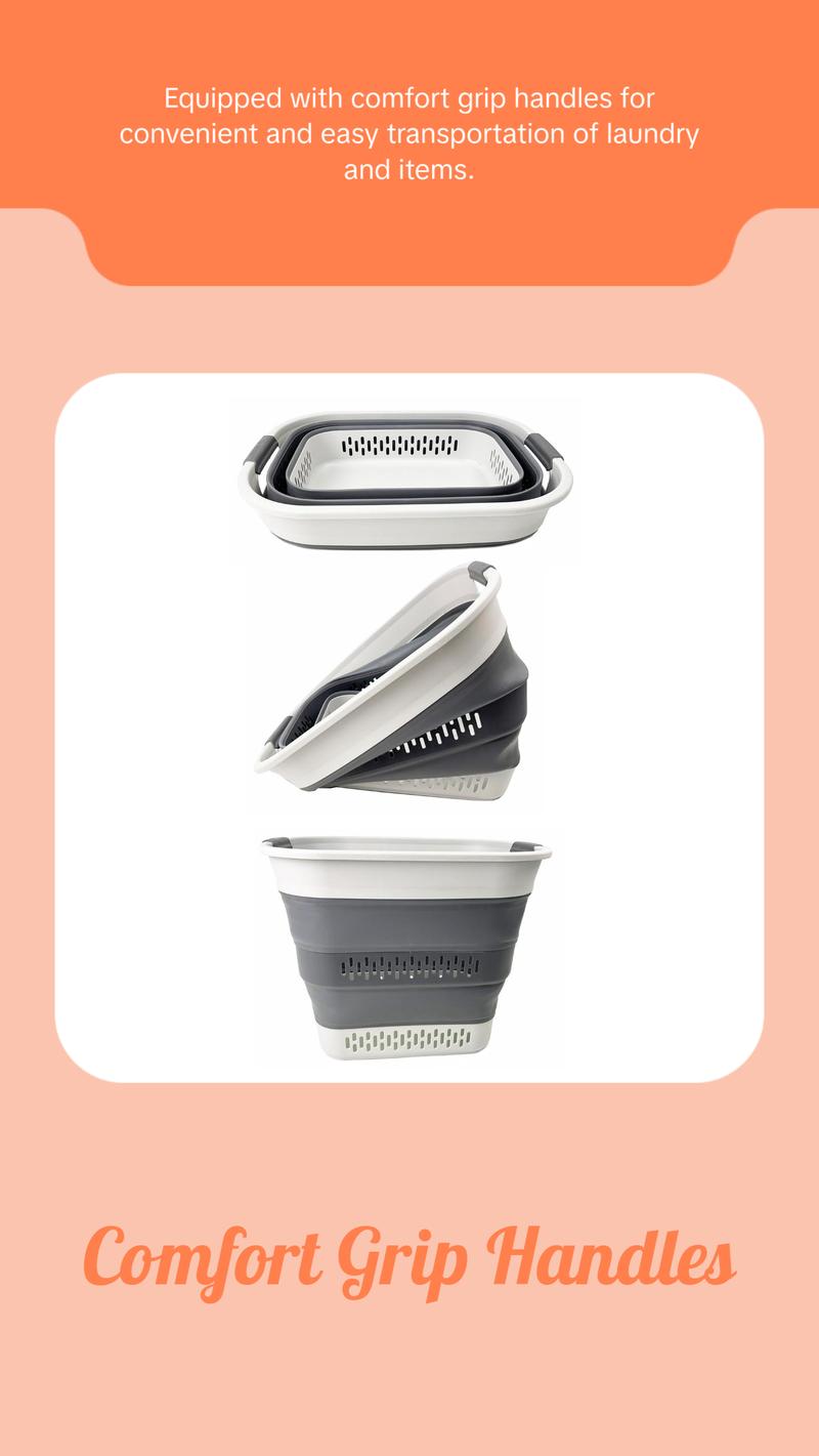 SAMMART 40L (10.5 gallon) Collapsible Plastic Laundry Basket - Foldable Pop Up Storage Container/Organizer - Portable Laundry Hamper - Space Saving